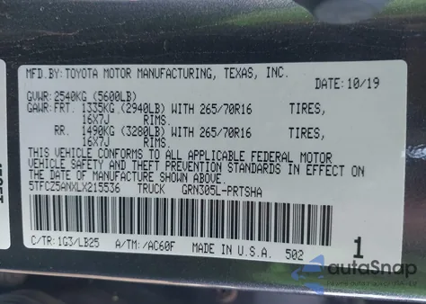 2020 Toyota Tacoma Double Cab/Sr/Sr5/Trd Sport/Trd Off Road/Trd Pro z USA, uszkodzony, nr VIN 5TFCZ5ANXLX215536